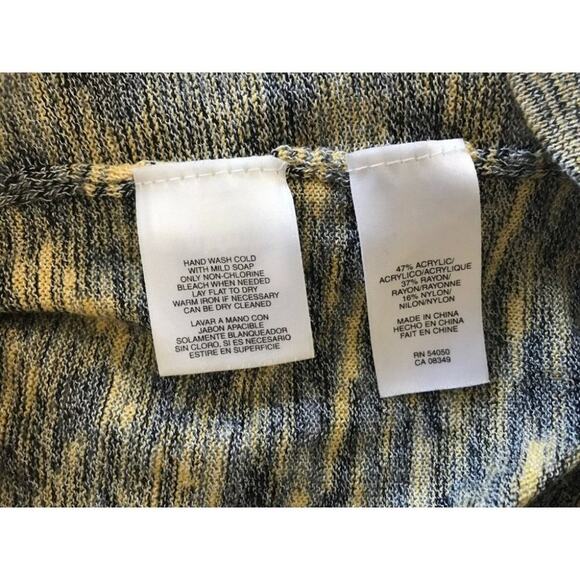 Jones New York Collection knit Long Sleeves Blouse gray mustard sz large - Picture 4 of 10